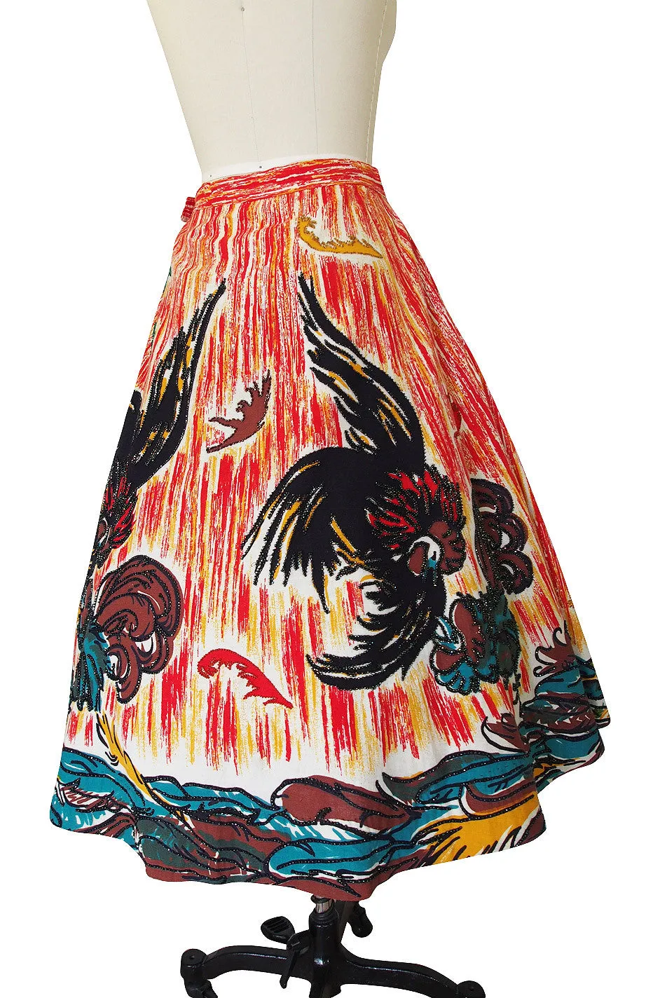 1950s Beaded & Hand Painted Mexican Circle Skirt