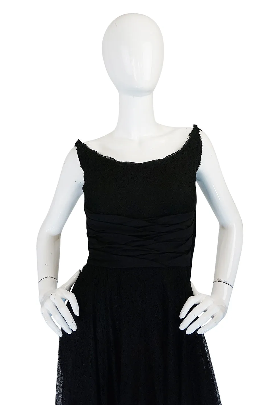 1950s Ceil Chapman Little Black Lace Overlay Dress