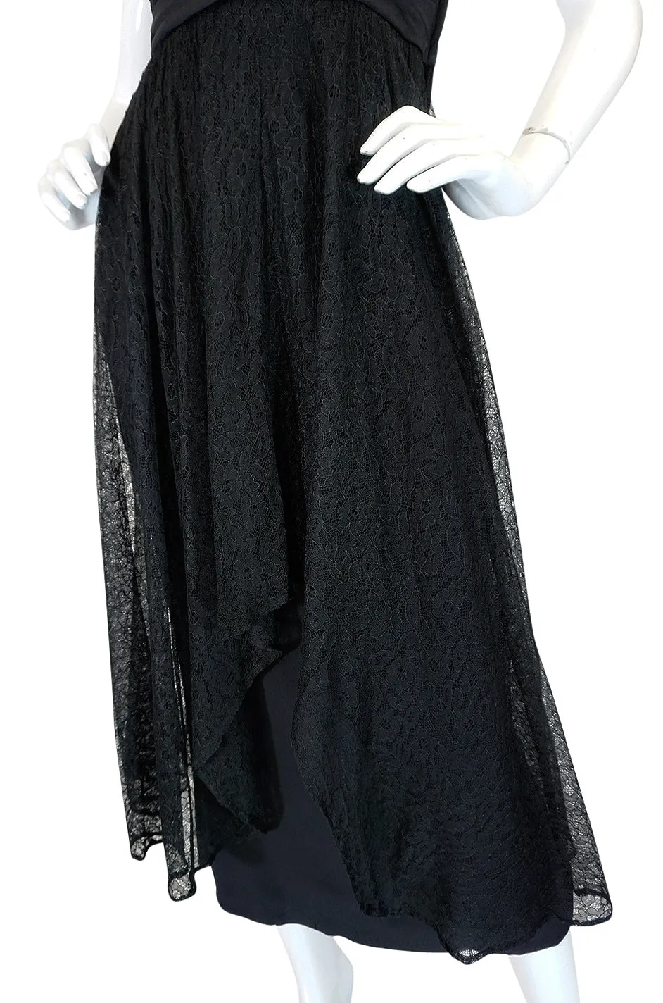 1950s Ceil Chapman Little Black Lace Overlay Dress