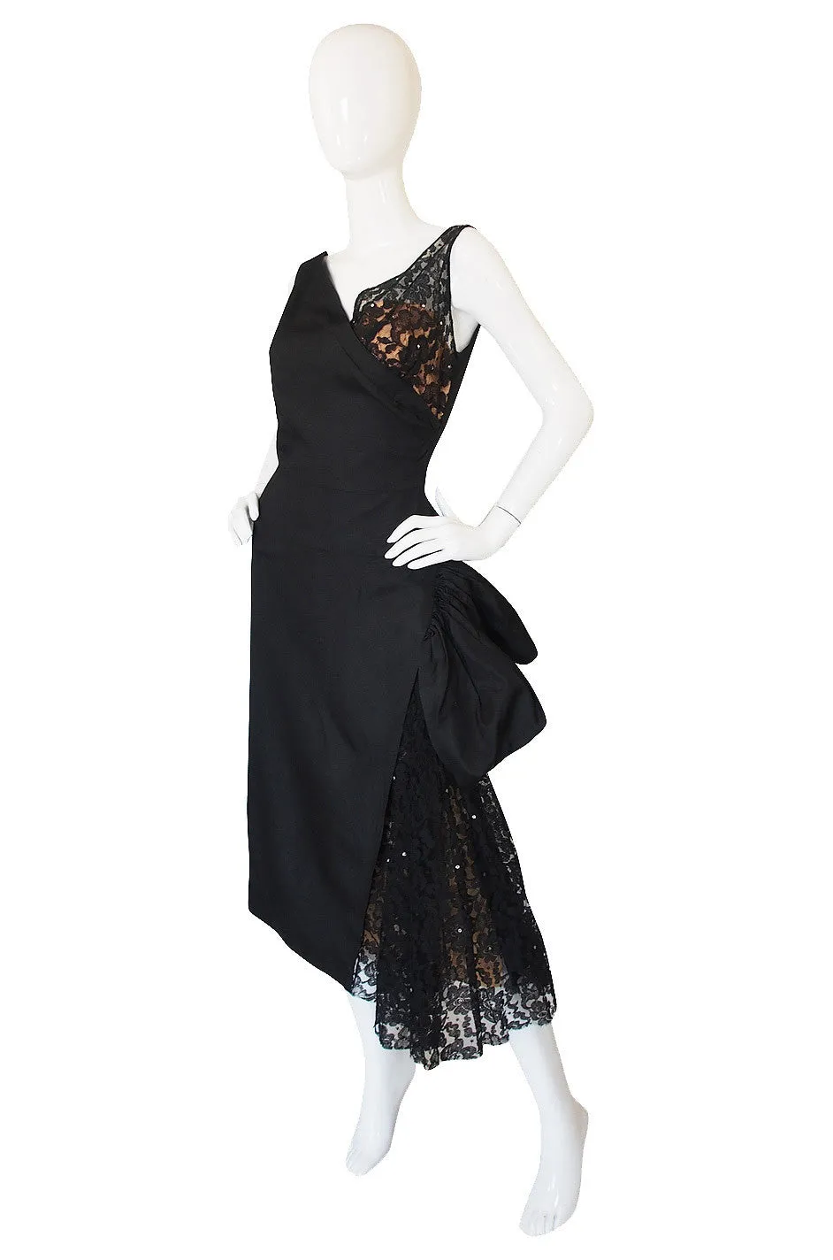 1950s Lilli Diamond Silk & Lace Bombshell Dress