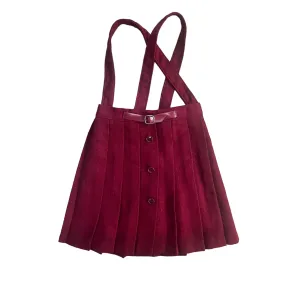 1960s Dark Red Suspenders Pleated Skirt  18-24 Months