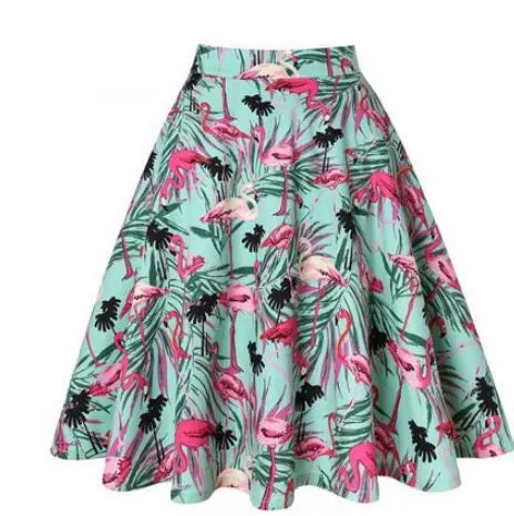 2023 Summer A Line Vintage Floral High Waist Midi Skirt