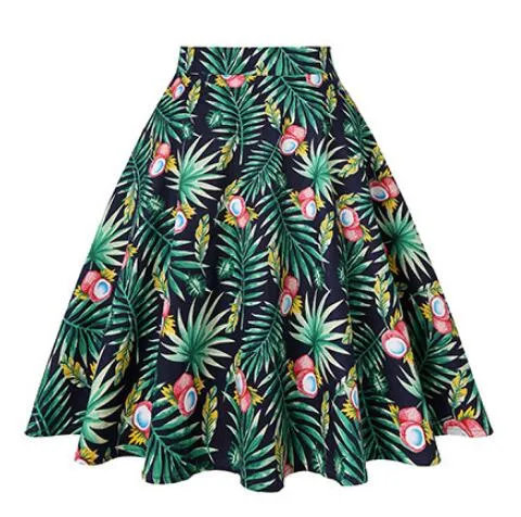 2023 Summer A Line Vintage Floral High Waist Midi Skirt