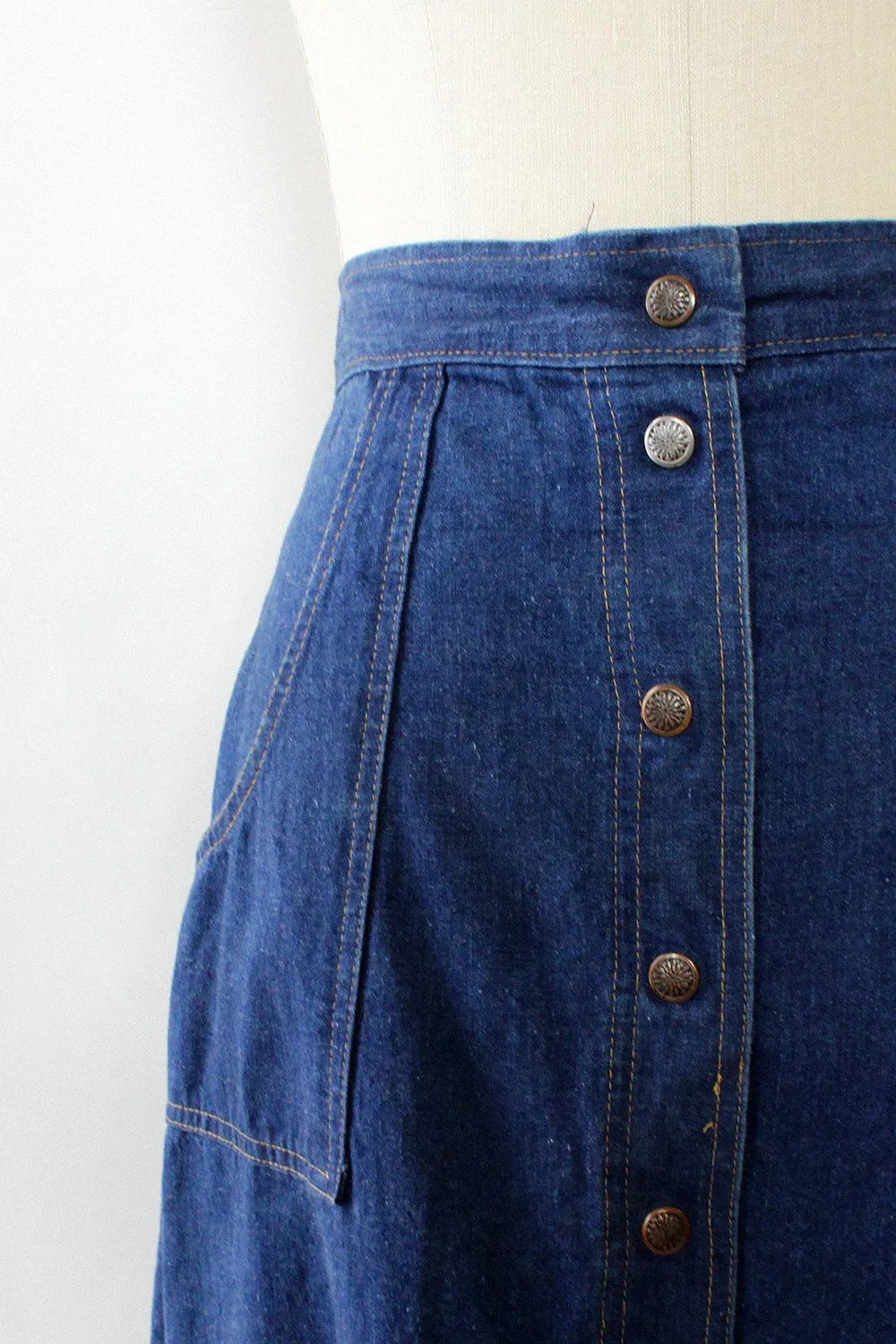 70s Snap Front Denim Midi S/M