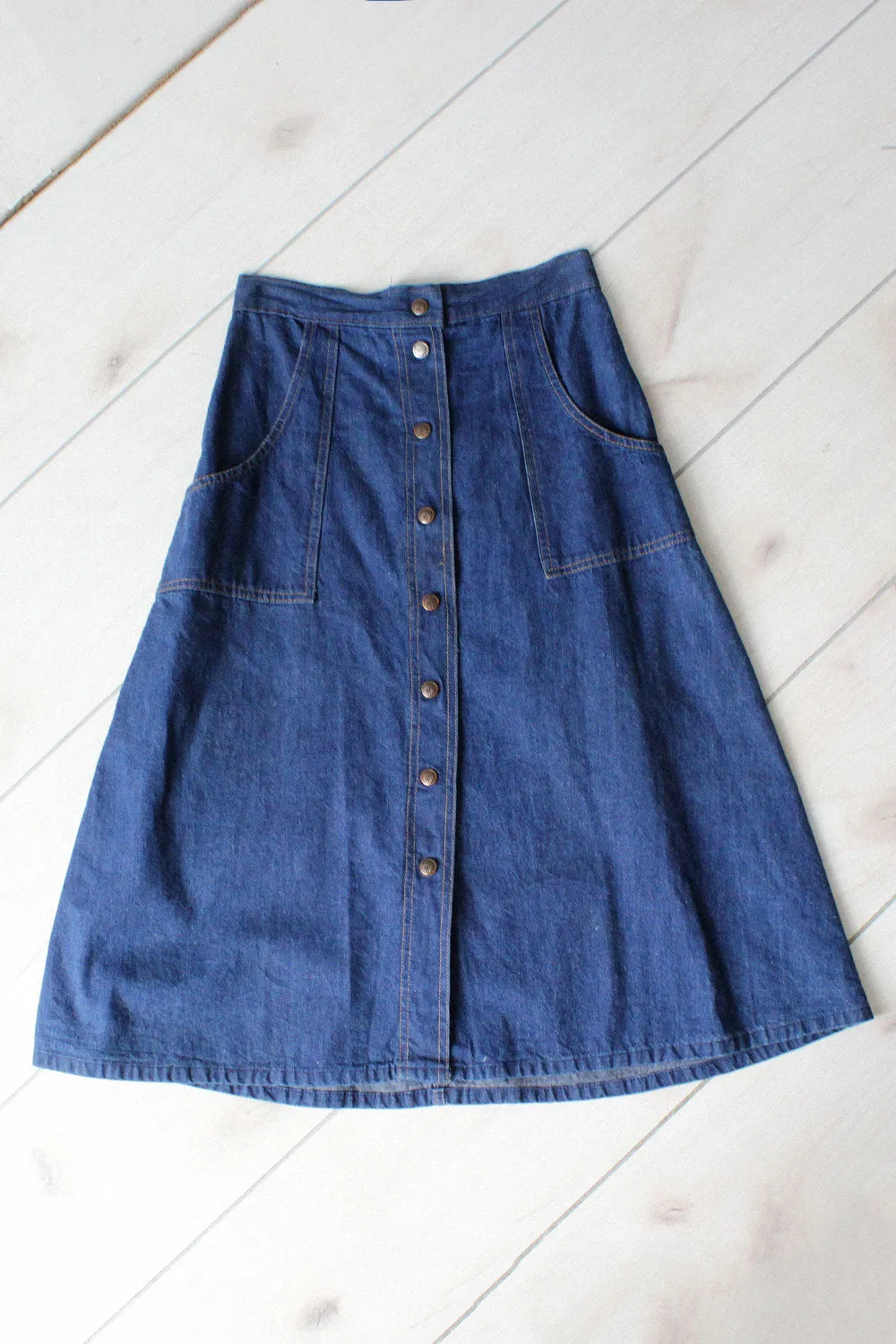 70s Snap Front Denim Midi S/M