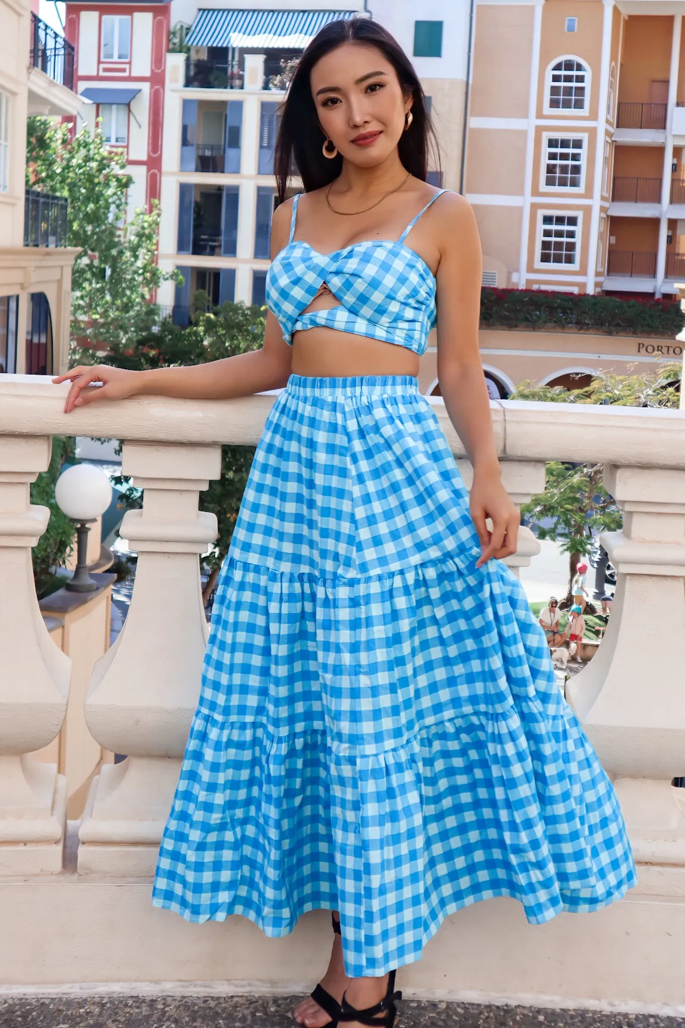 Addison Set Top - Blue Gingham