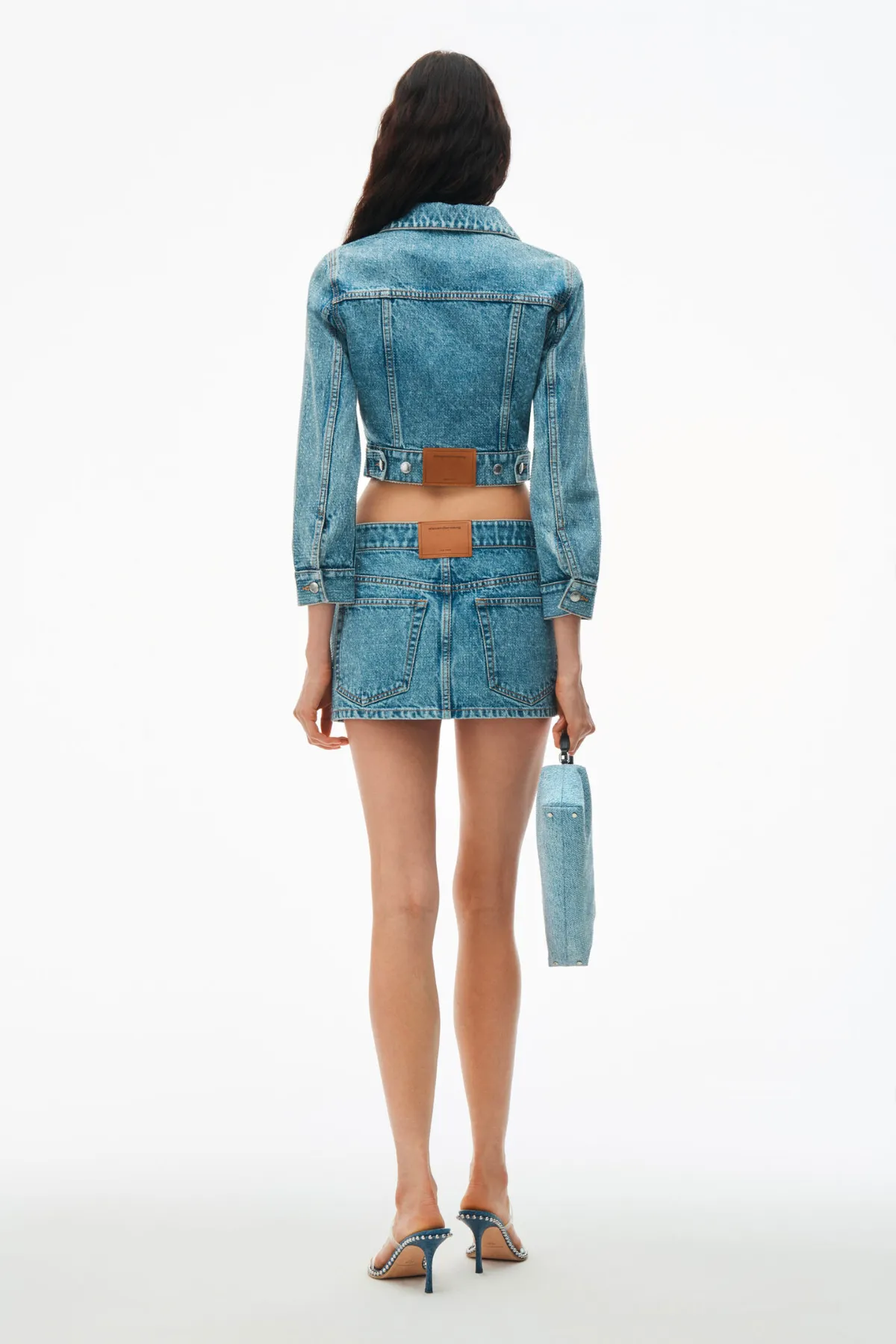 Alexander Wang Clear Hotfix Denim Mini Skirt - Light Vintage Indigo