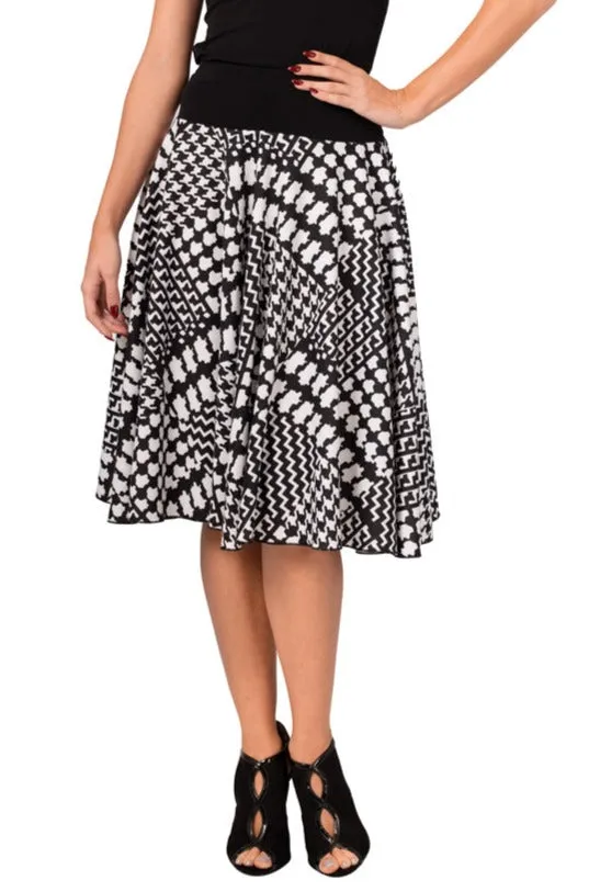 Allover Houndstooth Pattern Full Swing Flowing Skirt