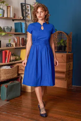 Ally Cobalt Linen Dress