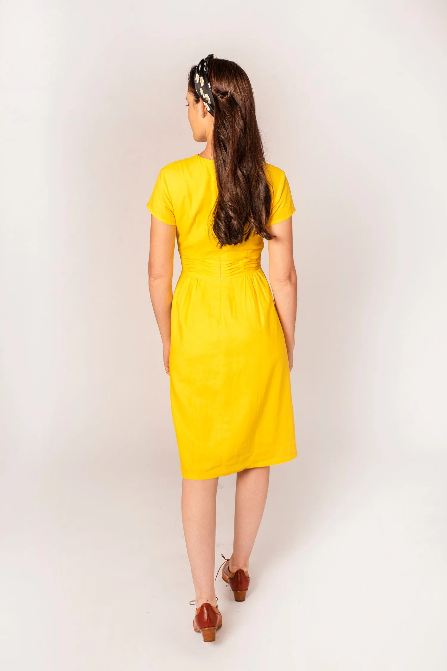 Ally Yellow Linen Dress