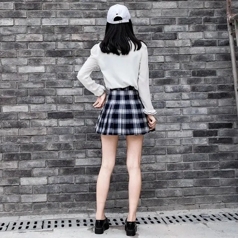 Argyle Plaid Zipper High Waist Short Skirt