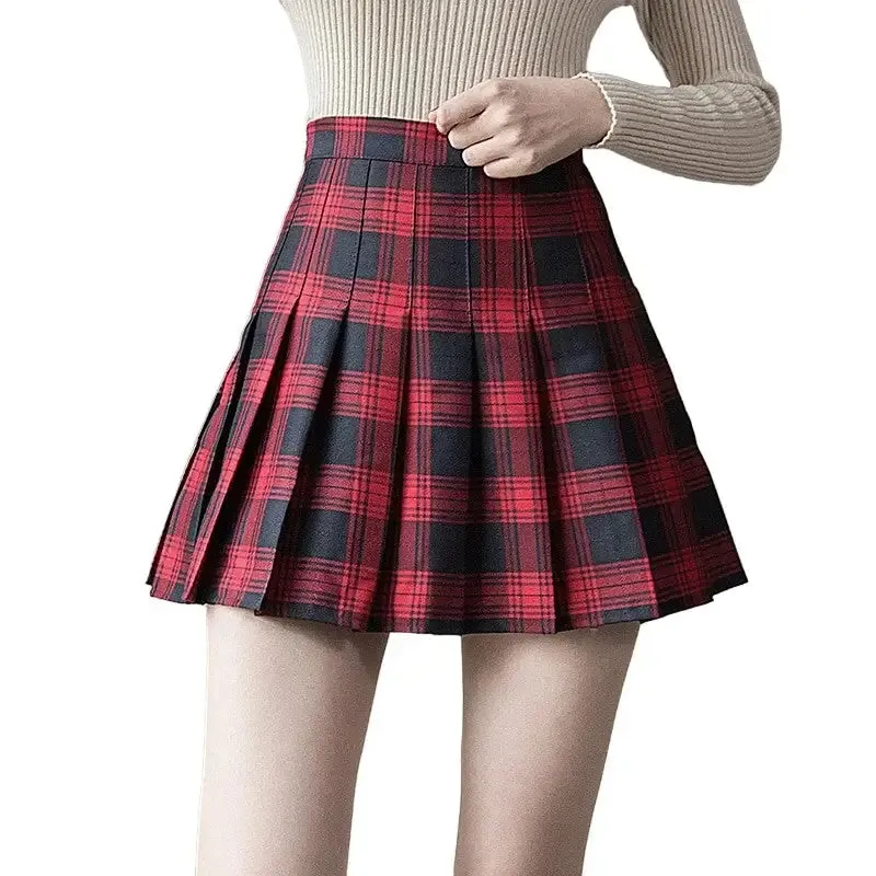 Argyle Plaid Zipper High Waist Short Skirt