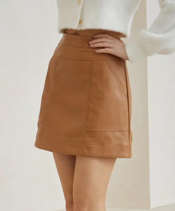 Aver Mini Skirt Tan