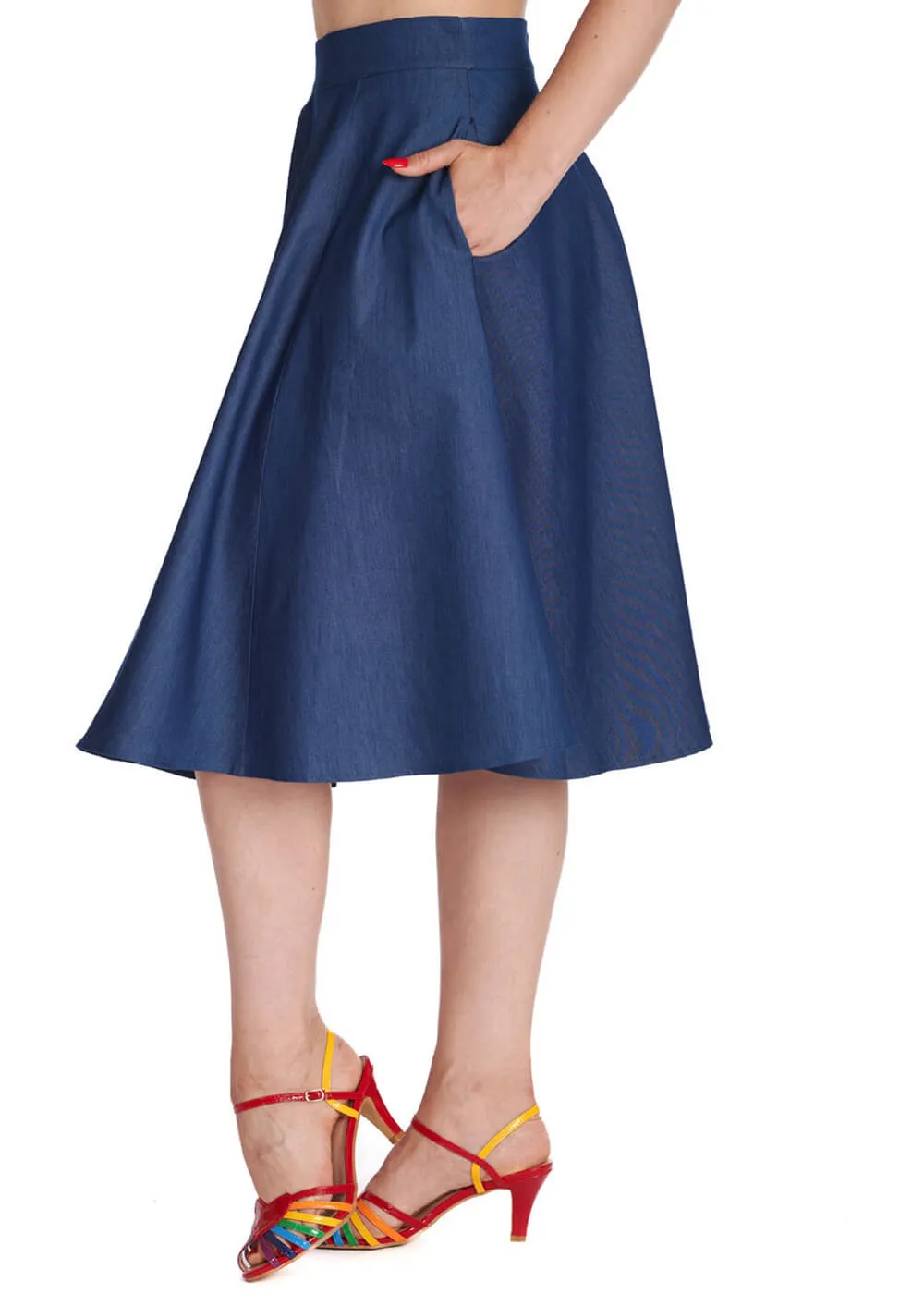 Banned Summer Denim Dream 50's Swing Skirt Blue