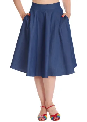 Banned Summer Denim Dream 50's Swing Skirt Blue