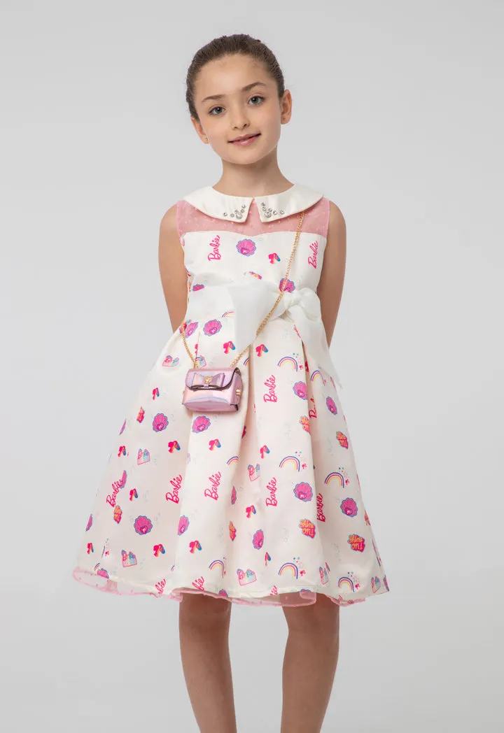 Barbie Printed Embellish Sleeveless Dress