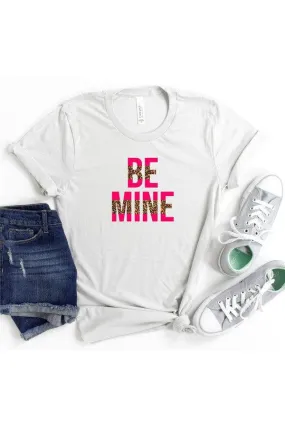 Be Mine- GRAY Tee w/ Leopard & Red Letters