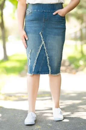 Becca Distressed Denim Skirt (Vintage)