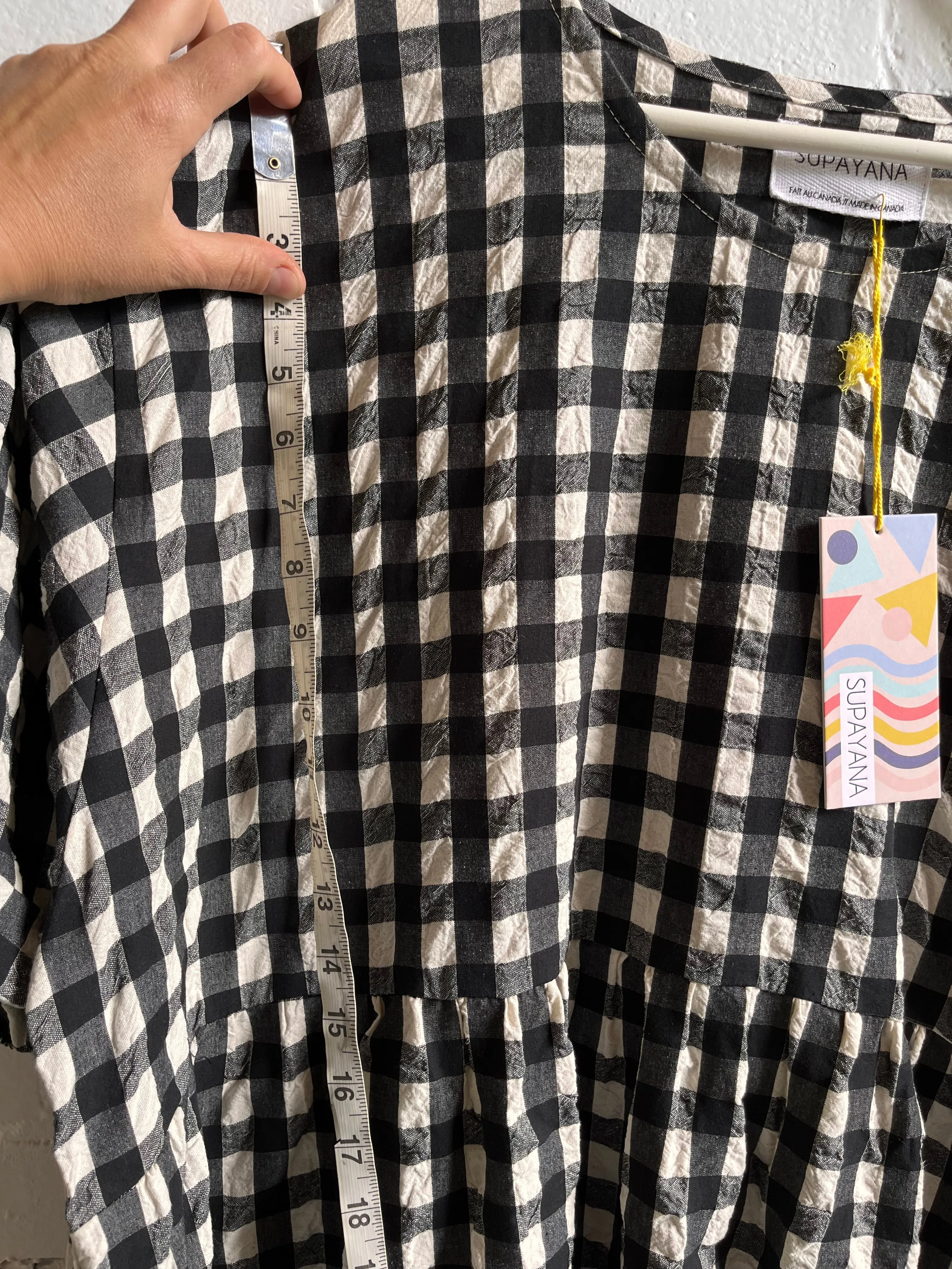 Black and white gingham cotton seersucker dress 3XL/4XL