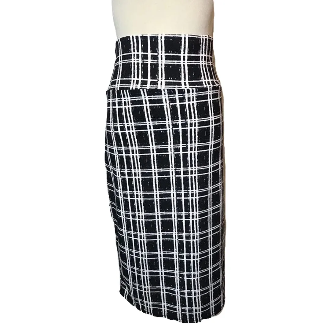 Black and White Plaid Wiggle Skirt