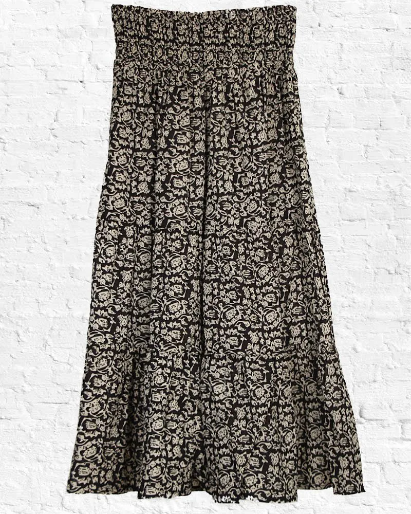 Black Blockprint Ariel Skirt