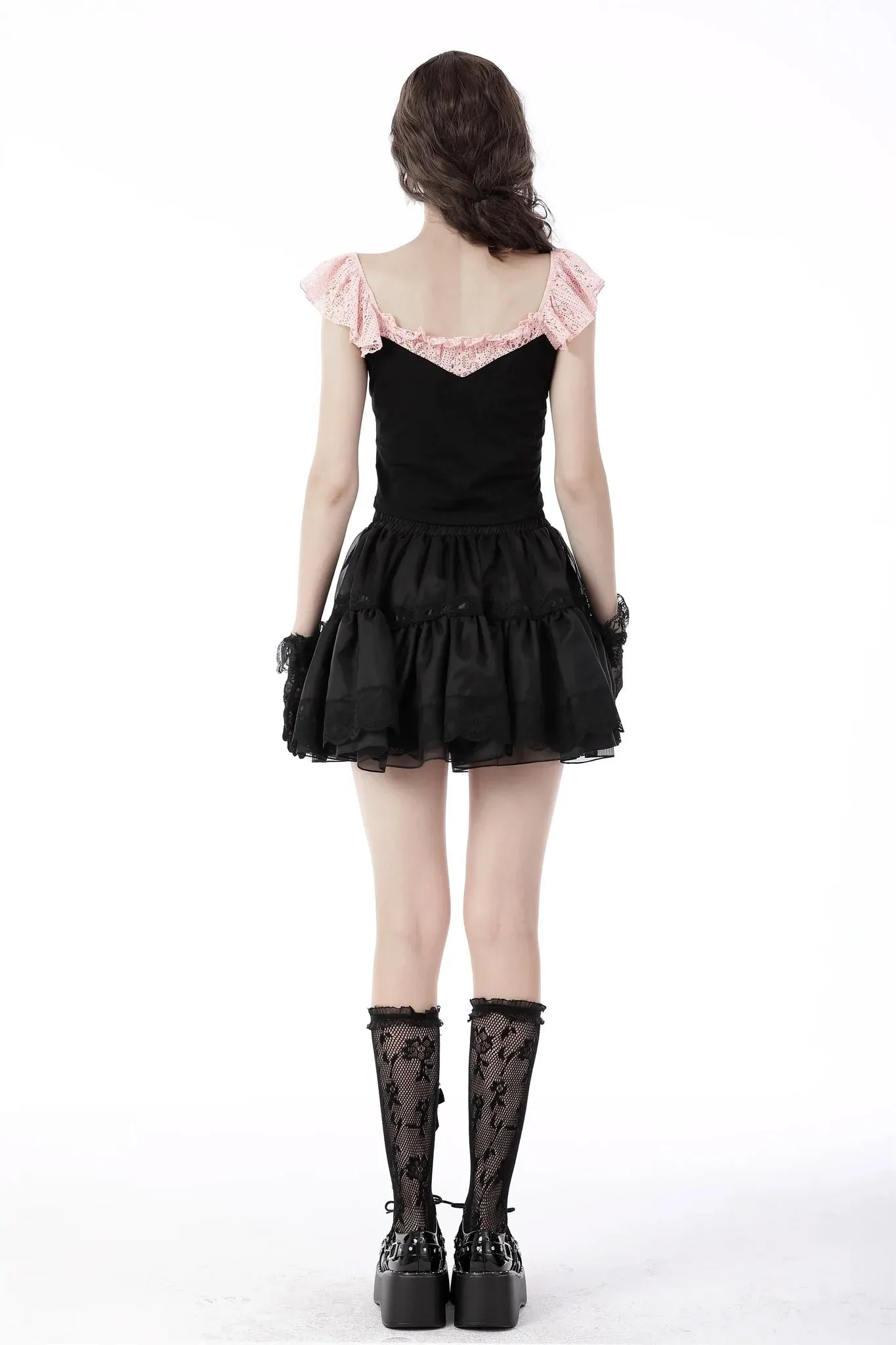 Elegant Black Ruffle Skirt with Cupcake Design