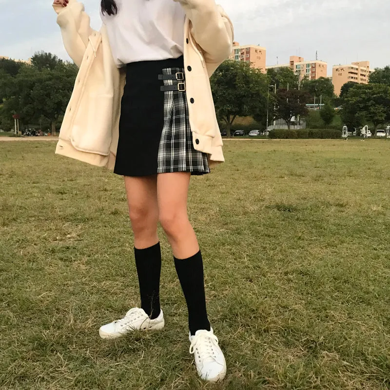 Black Plaid Skirt KF90335