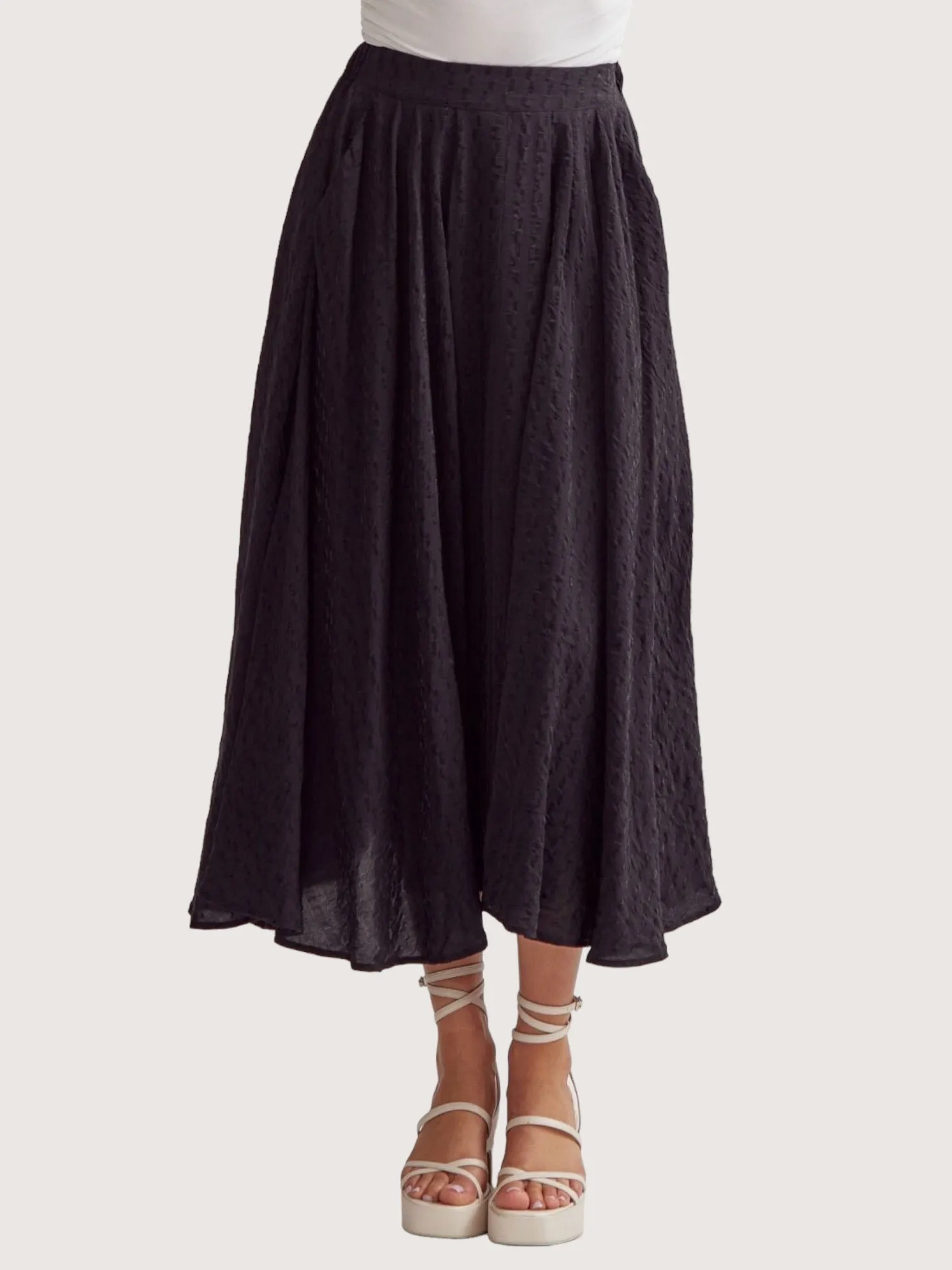 Black Pleated Maxi Skirt