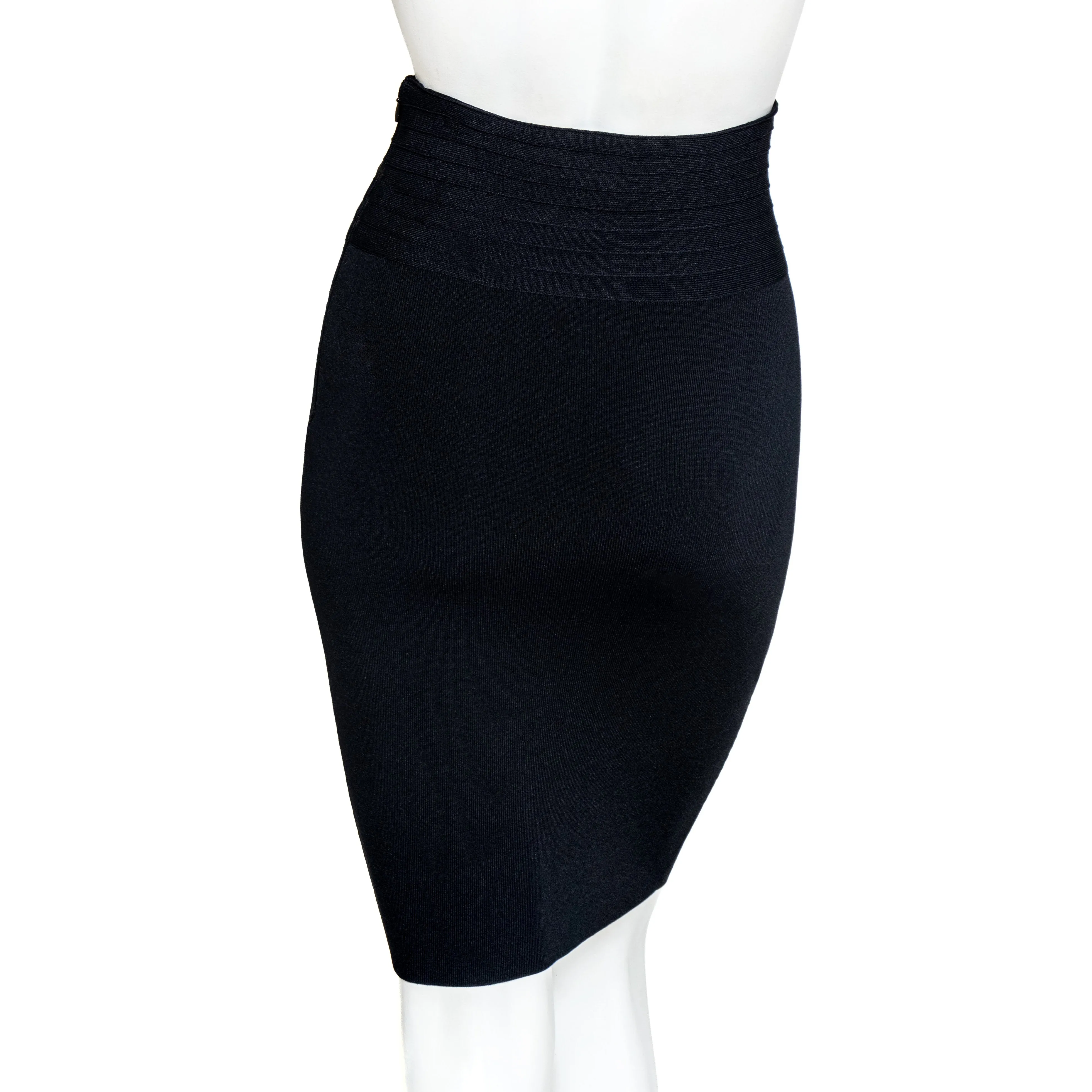 Black Viscose Bandage Pencil Skirt