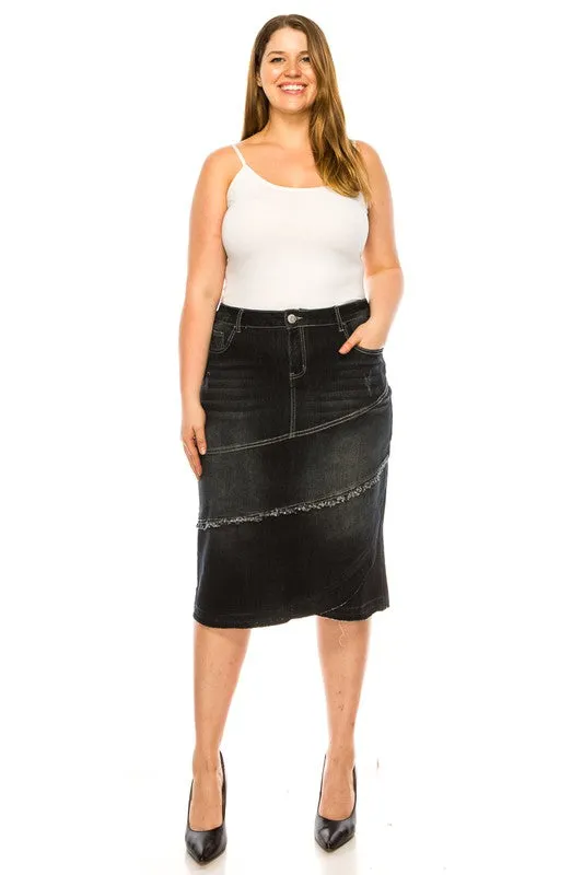 Black Wash Tulip Style Jean Skirt