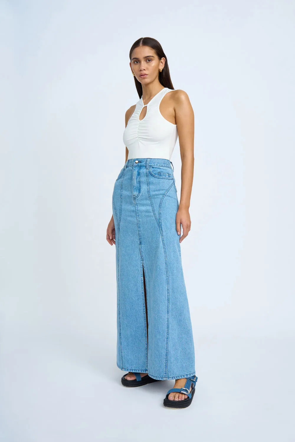 Blue Jean Beauty A-Line Skirt | Final Sale - Blue Wash