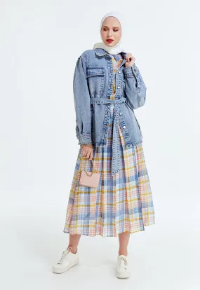 Box Pleated Checkered Skirt