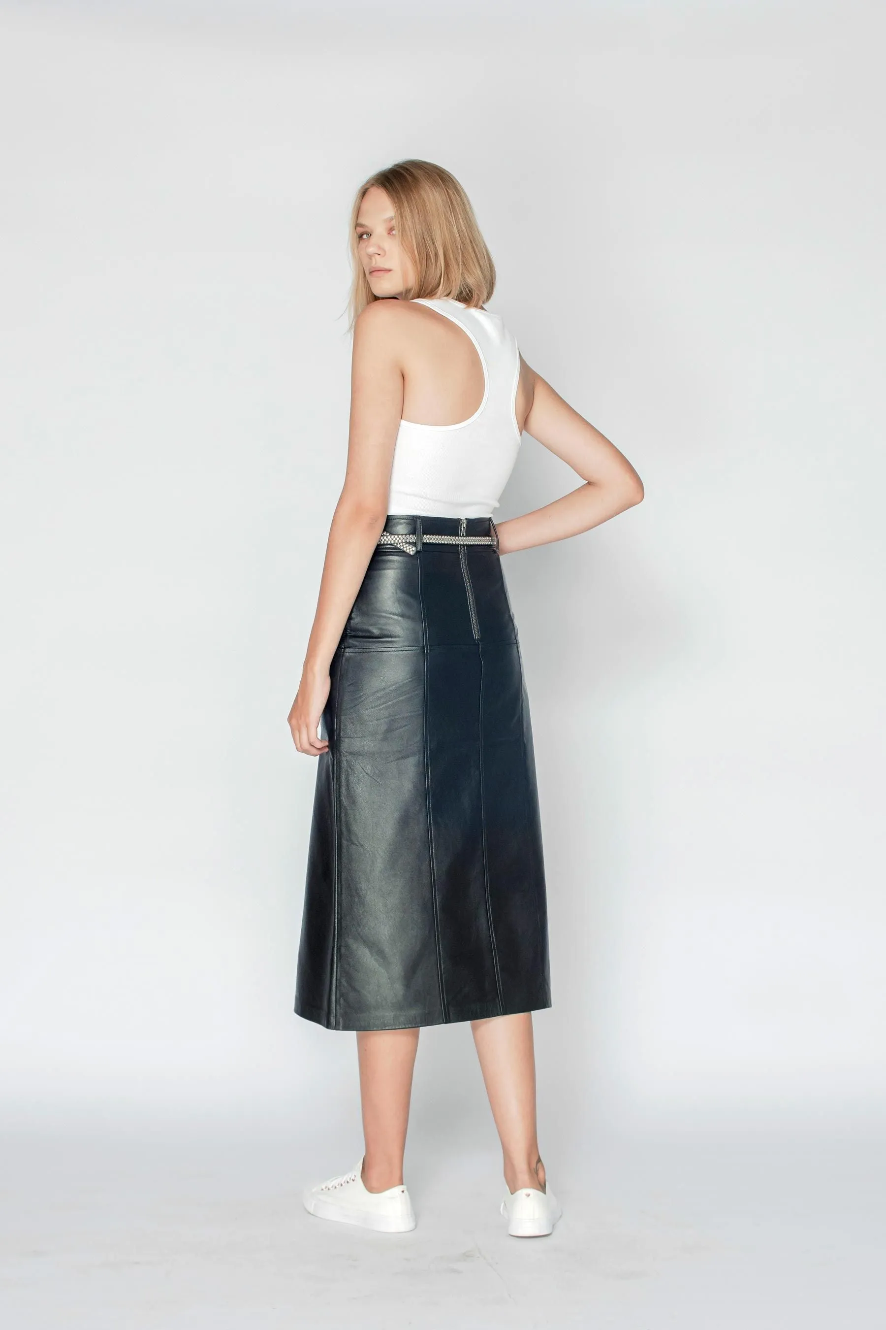 Chic Bronte Black Leather Skirt - Womens Fashion Staple