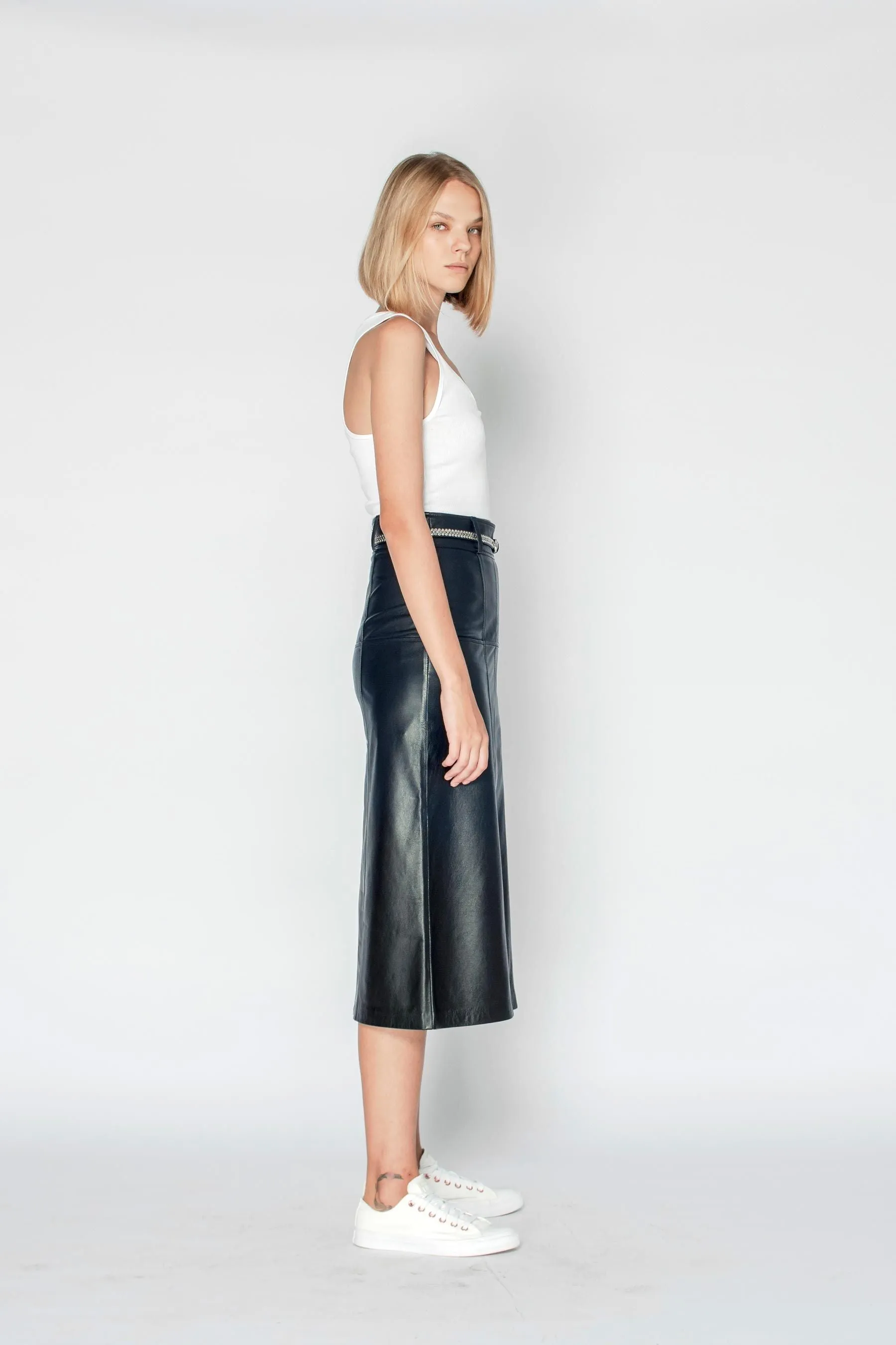 Chic Bronte Black Leather Skirt - Womens Fashion Staple