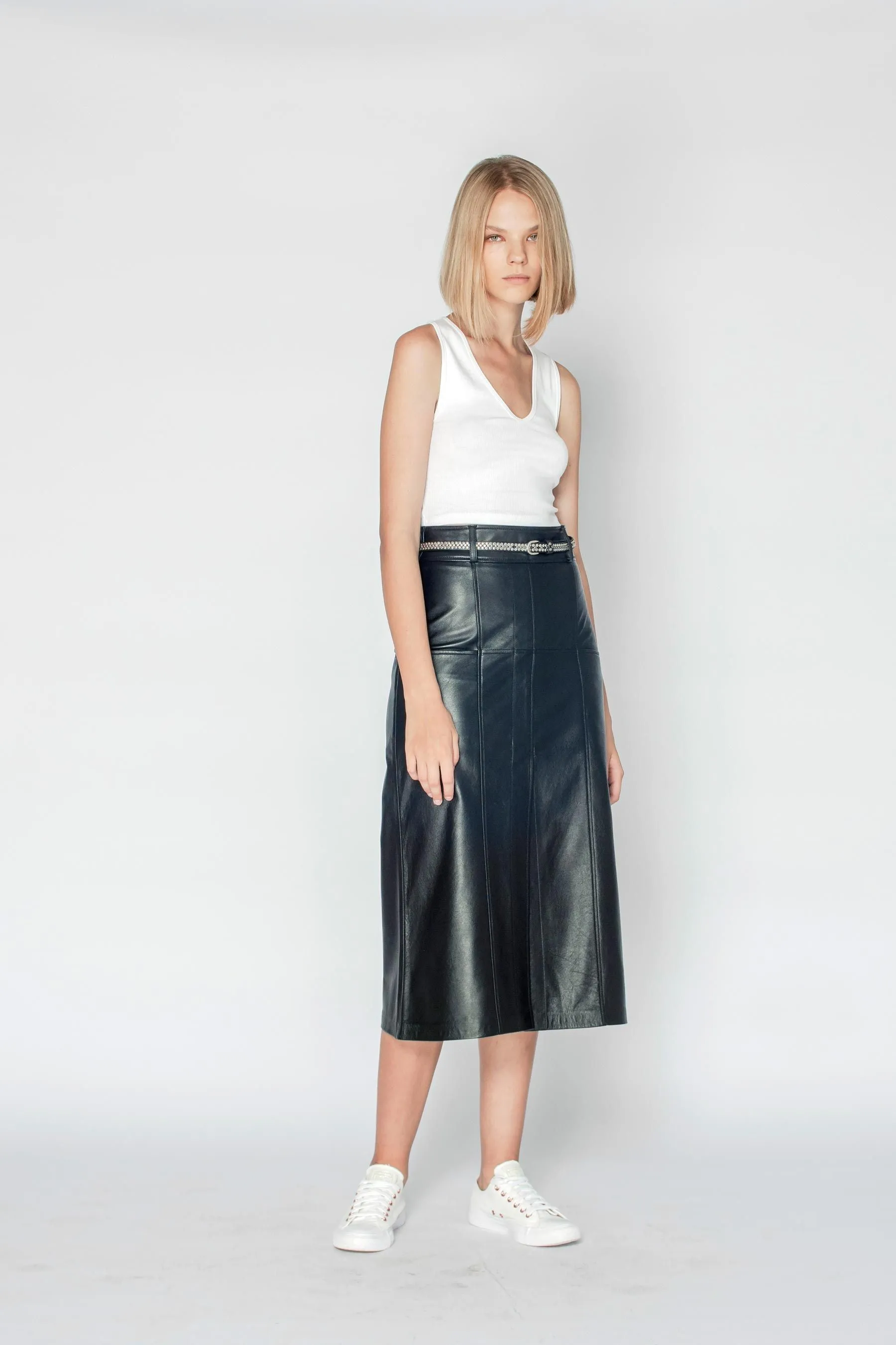 Chic Bronte Black Leather Skirt - Womens Fashion Staple