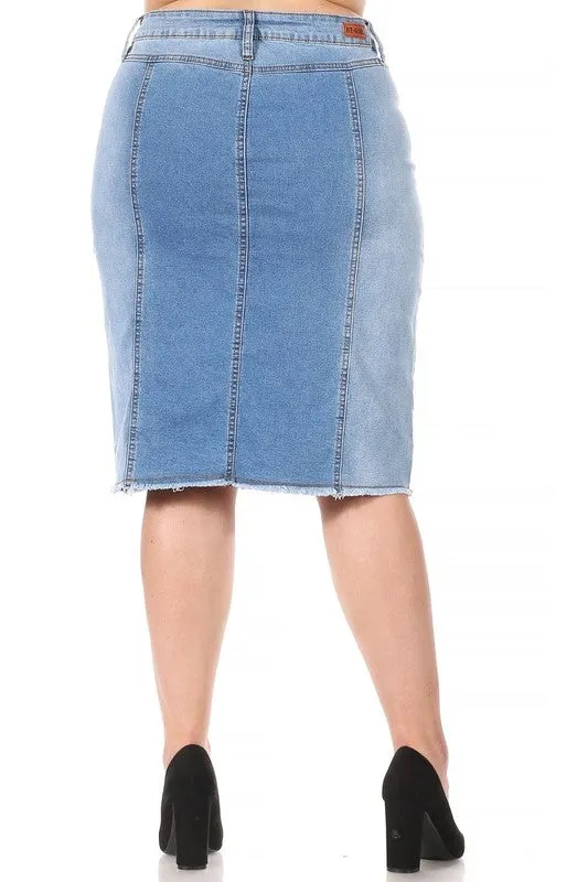 Buttons & Style Light Wash Jean Skirt*