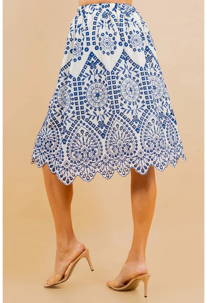 Camilla Midi Skirt-Blue