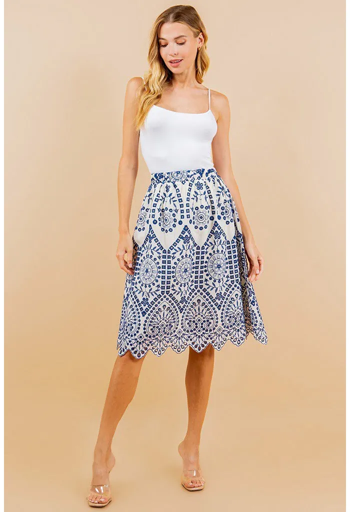 Camilla Midi Skirt-Blue