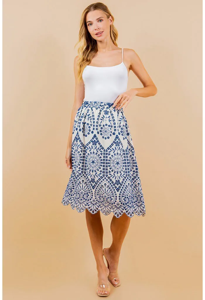 Camilla Midi Skirt-Blue