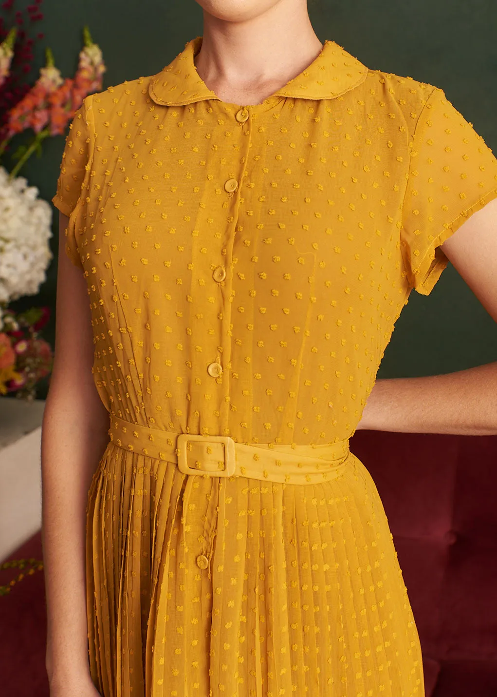 Camille Dots Mustard Dress