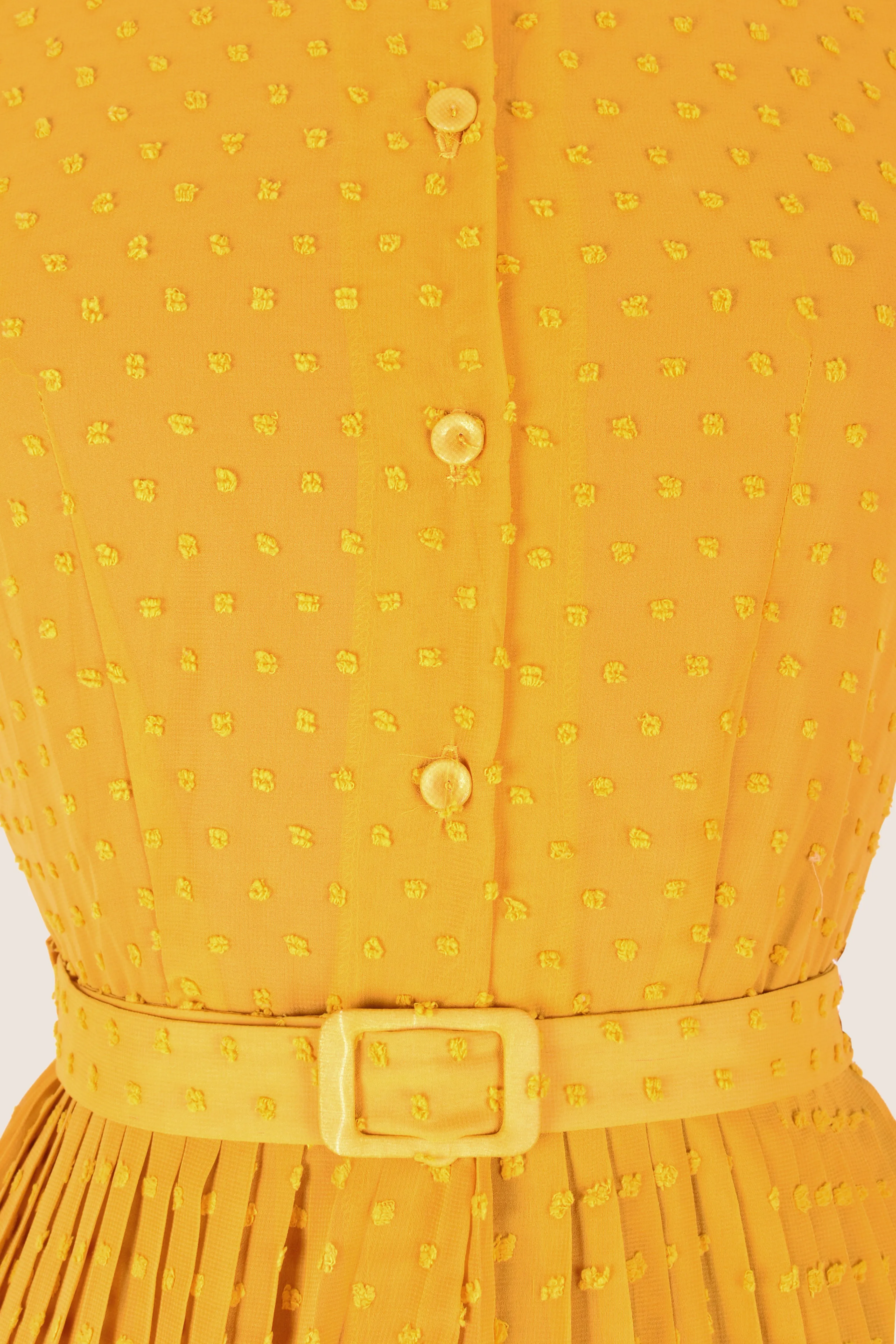 Camille Dots Mustard Dress