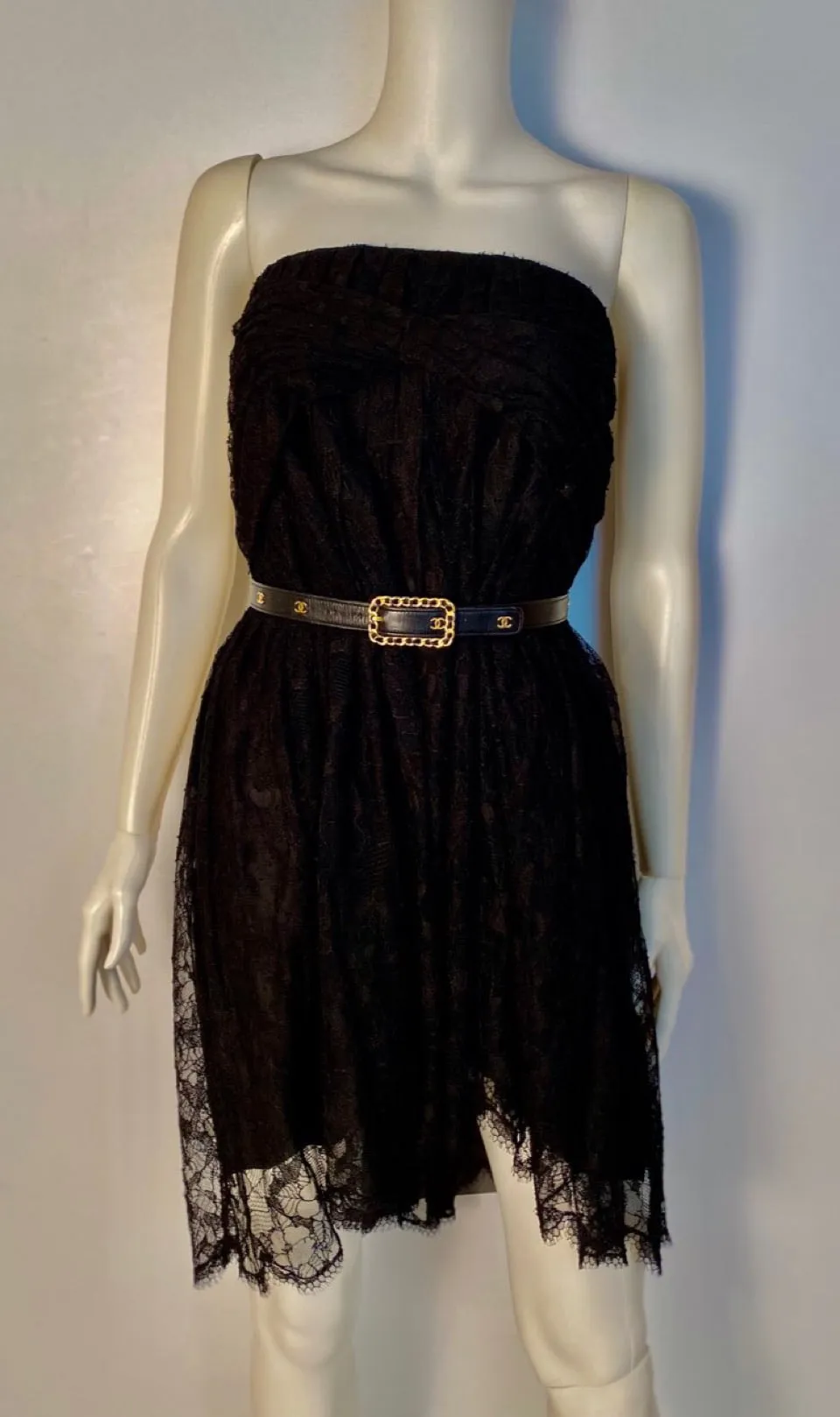 Chanel 05A, 2005 Fall Black Lace Dress/Skirt FR 38