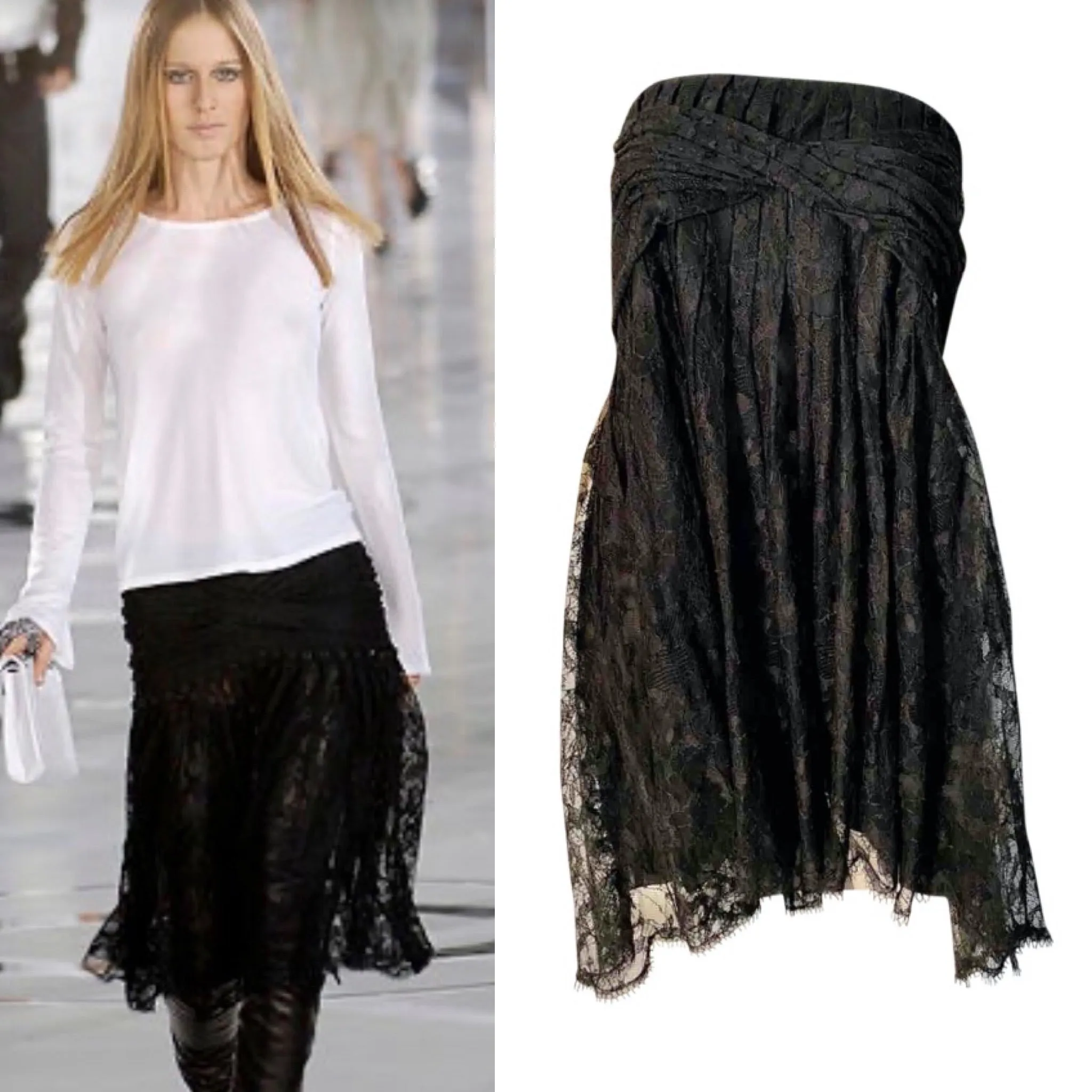 Chanel 05A, 2005 Fall Black Lace Dress/Skirt FR 38