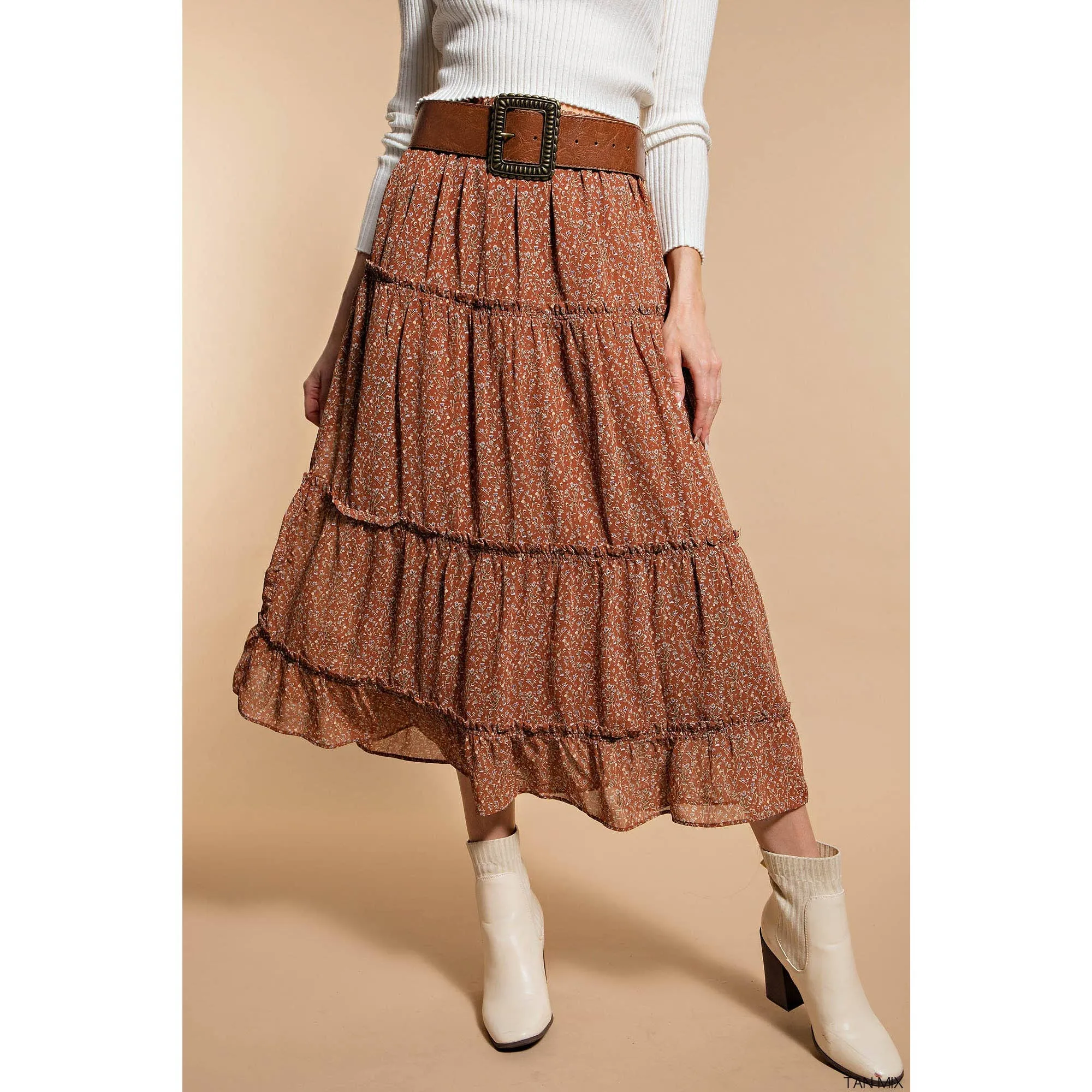 CHIFFON LONG LAYERED SKIRT