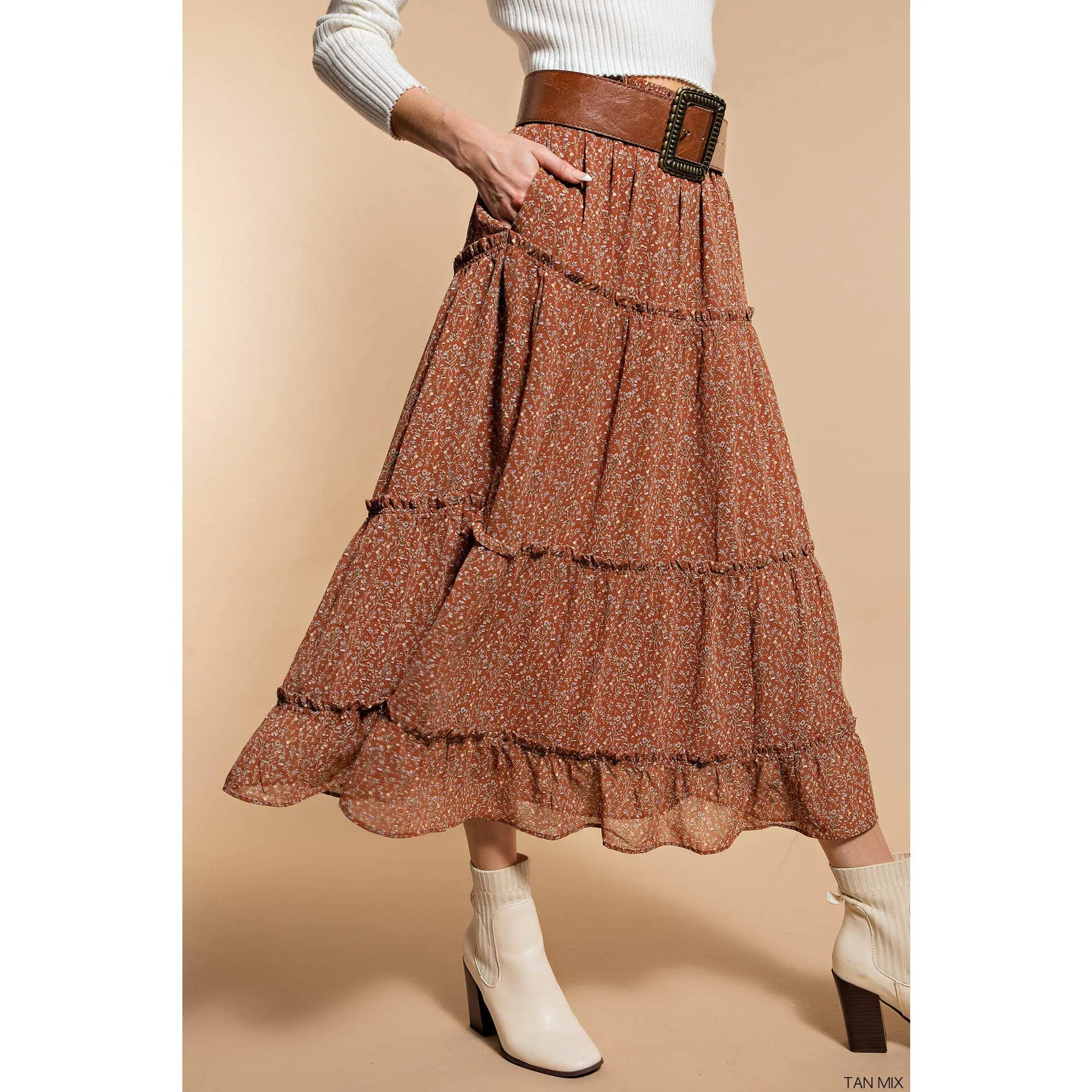 CHIFFON LONG LAYERED SKIRT