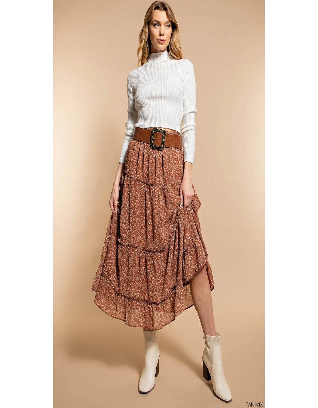 CHIFFON LONG LAYERED SKIRT