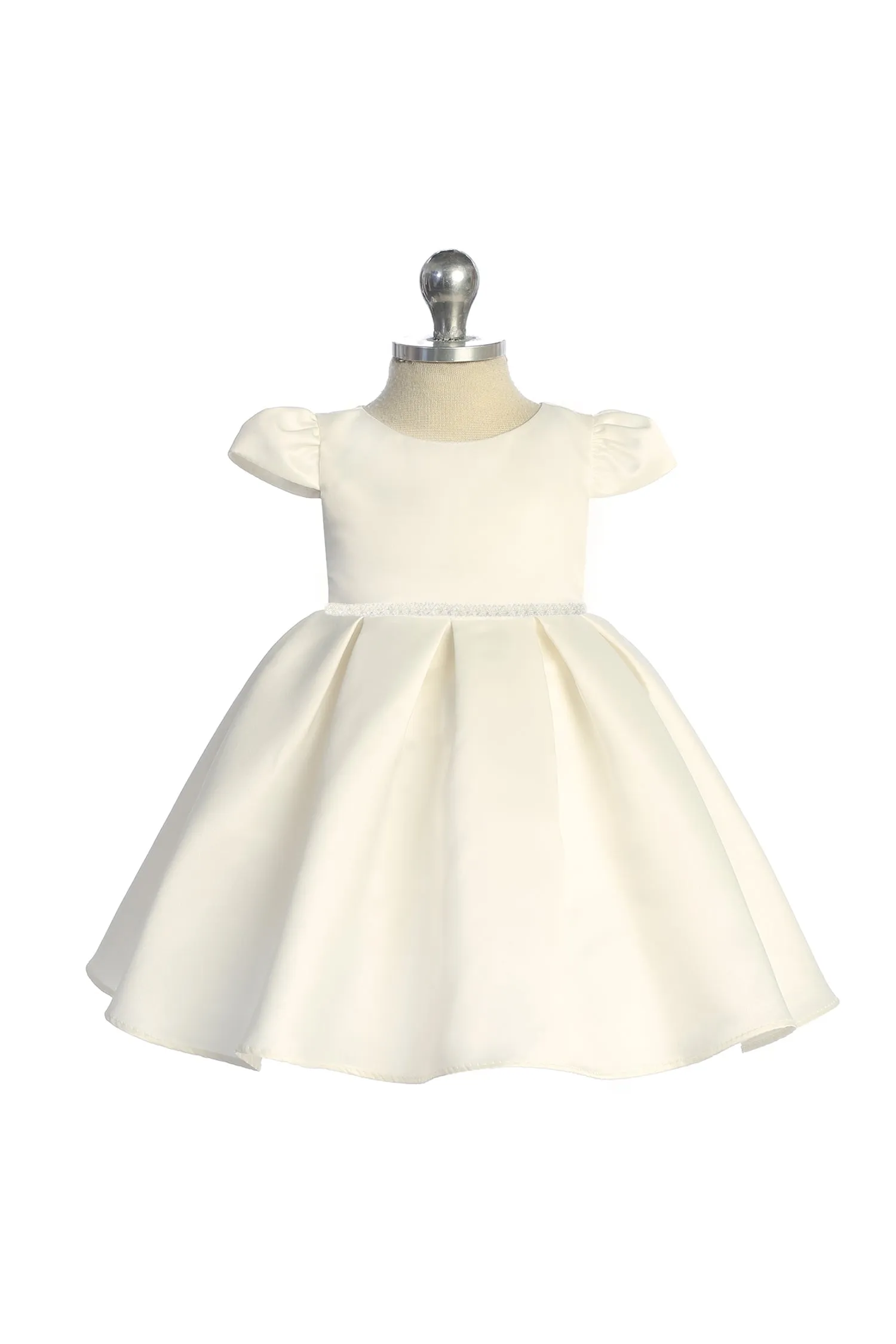 Classic Pleated Baby Dress with Pearl Trim