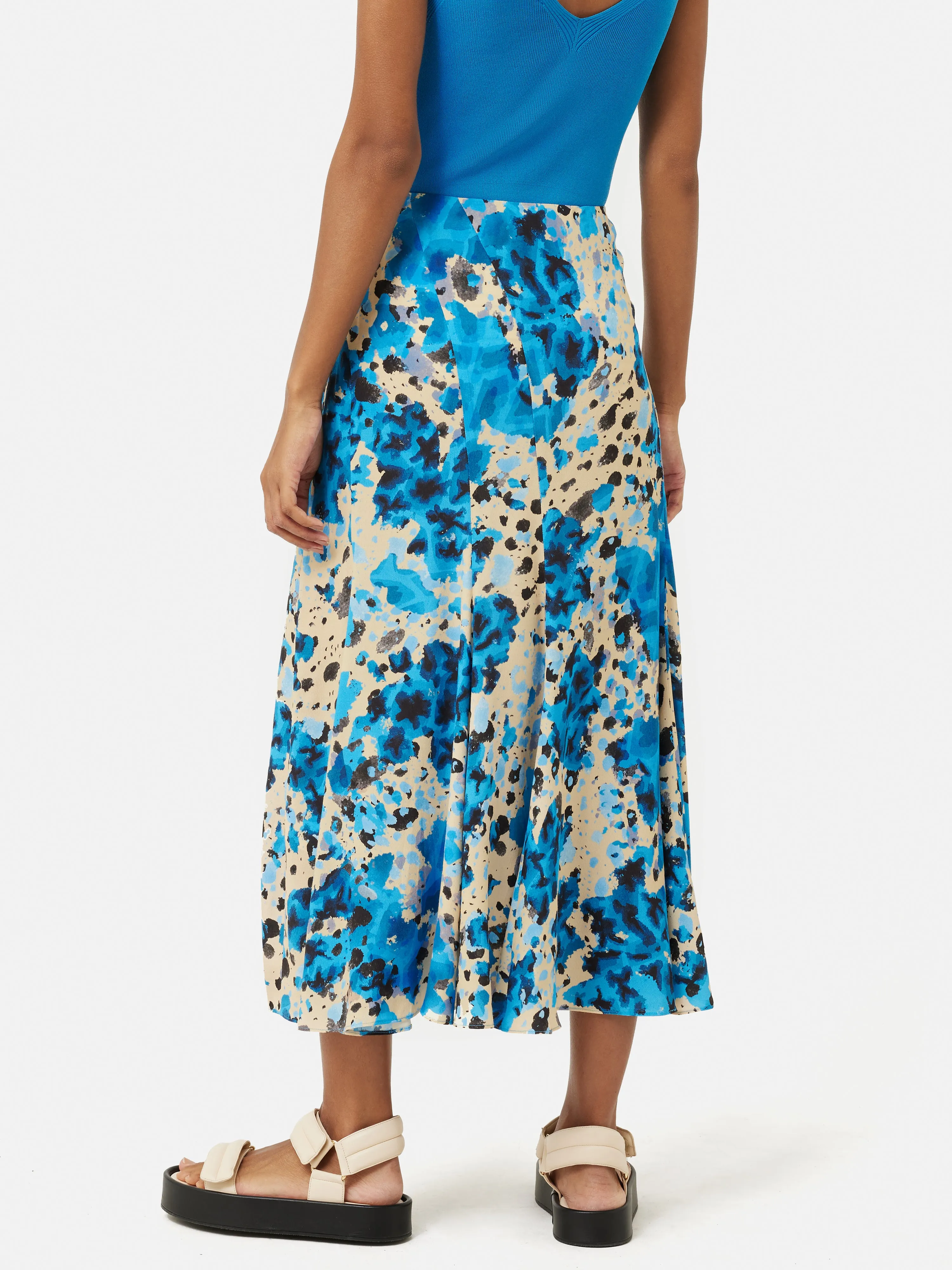 Clouded Leopard Midi Skirt | Blue