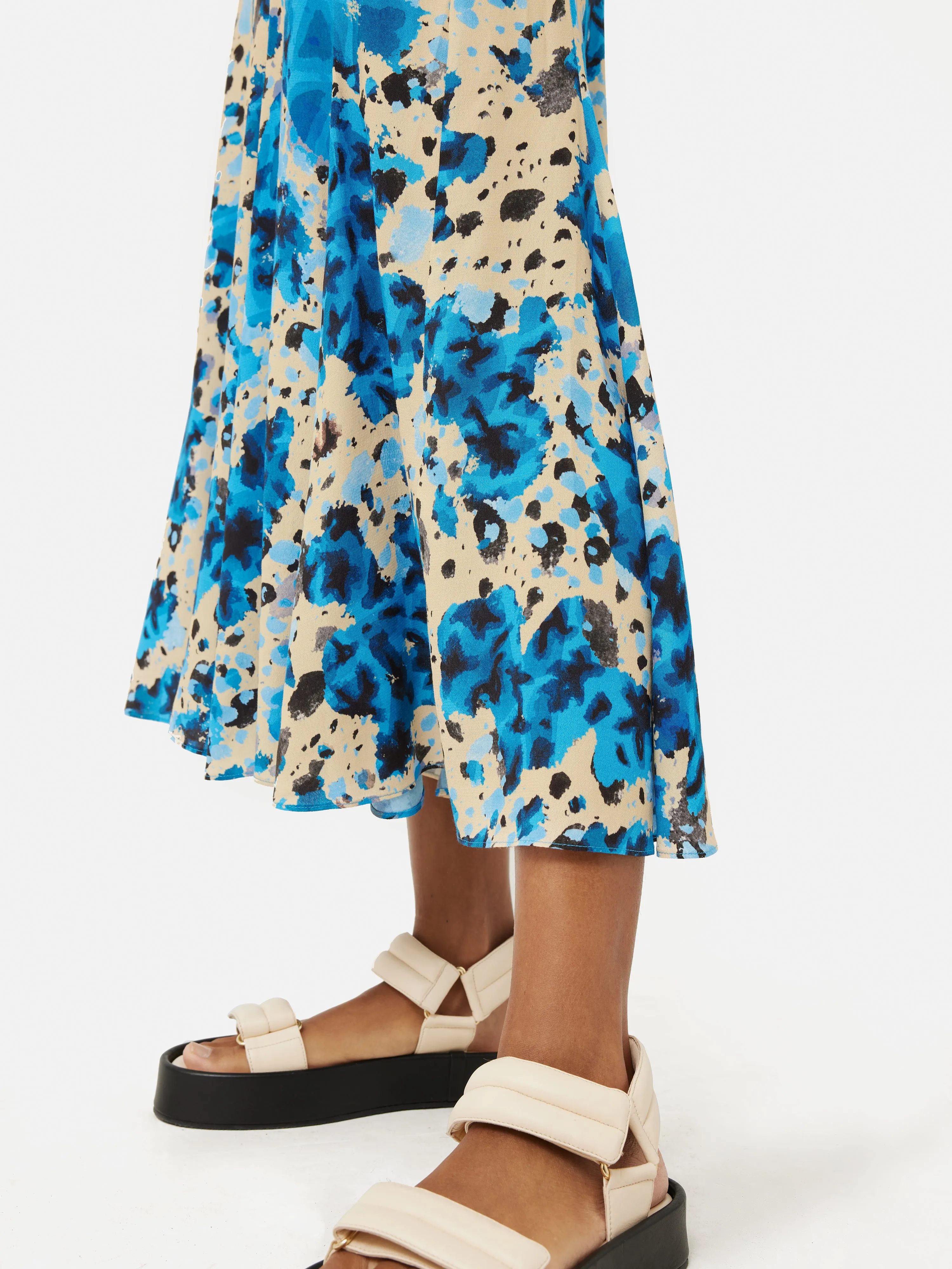 Clouded Leopard Midi Skirt | Blue