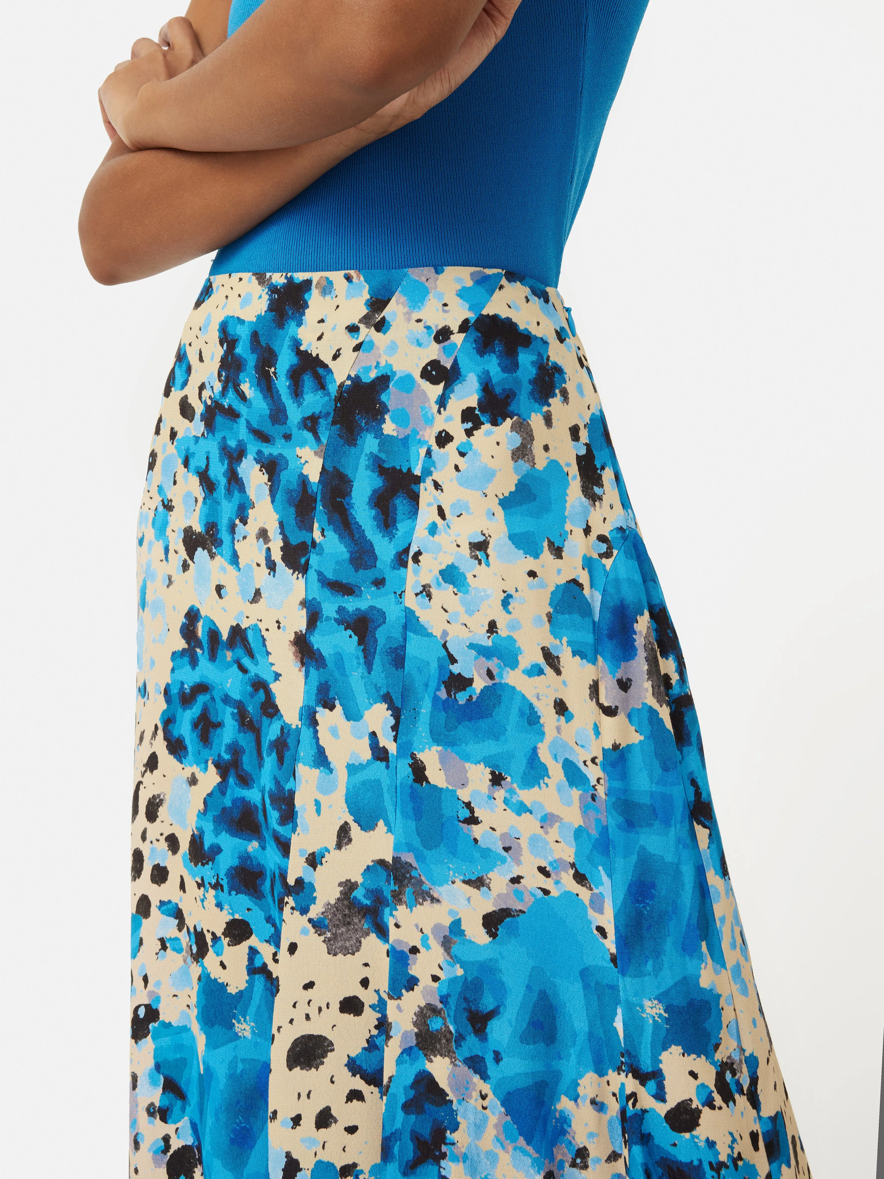 Clouded Leopard Midi Skirt | Blue